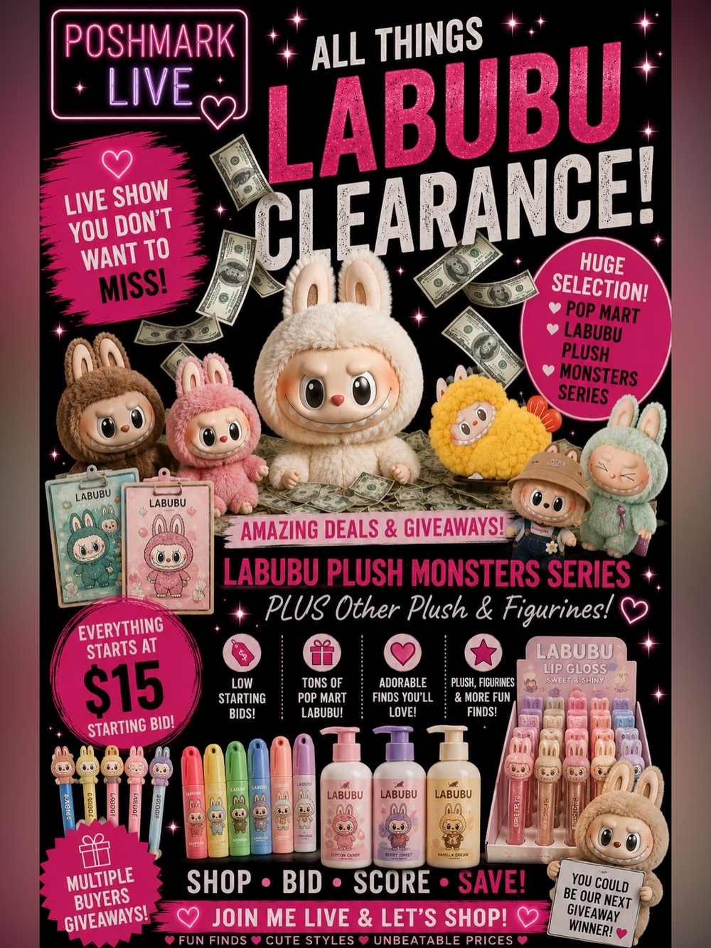 Show in Aug 8th‼️Labubu items, wholesale bundles $15 SB